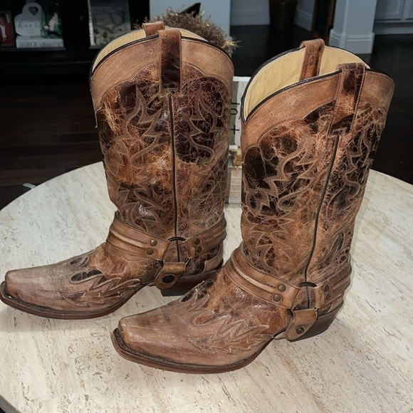 STETSON Men’s Outlaw Bad Guy Harness Boots Tru X Lug Sole Handcrafted Tan Size 9 - Picture 16 of 16